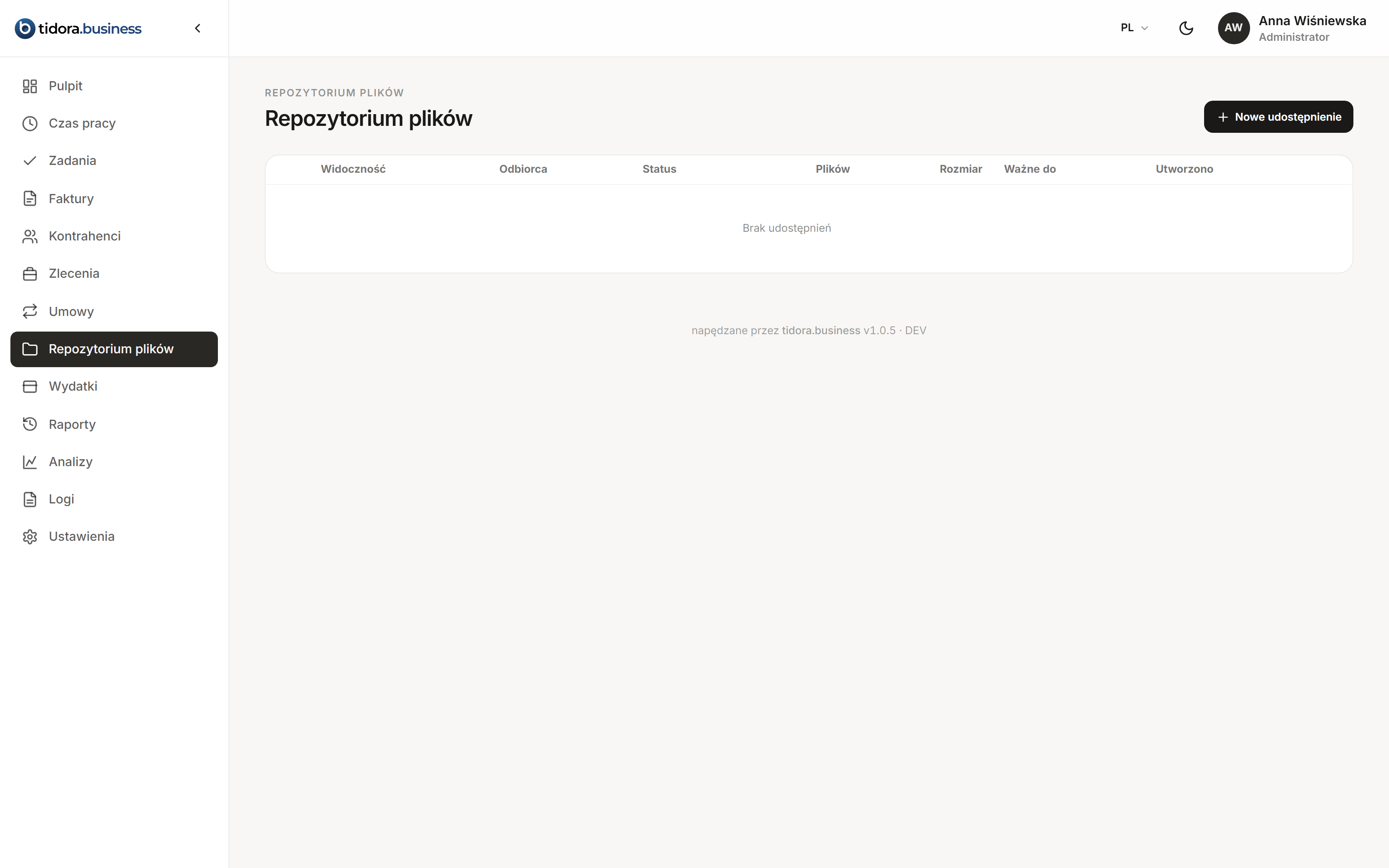 Repozytorium plików z udostępnianiem klientowi przez link z terminem ważności